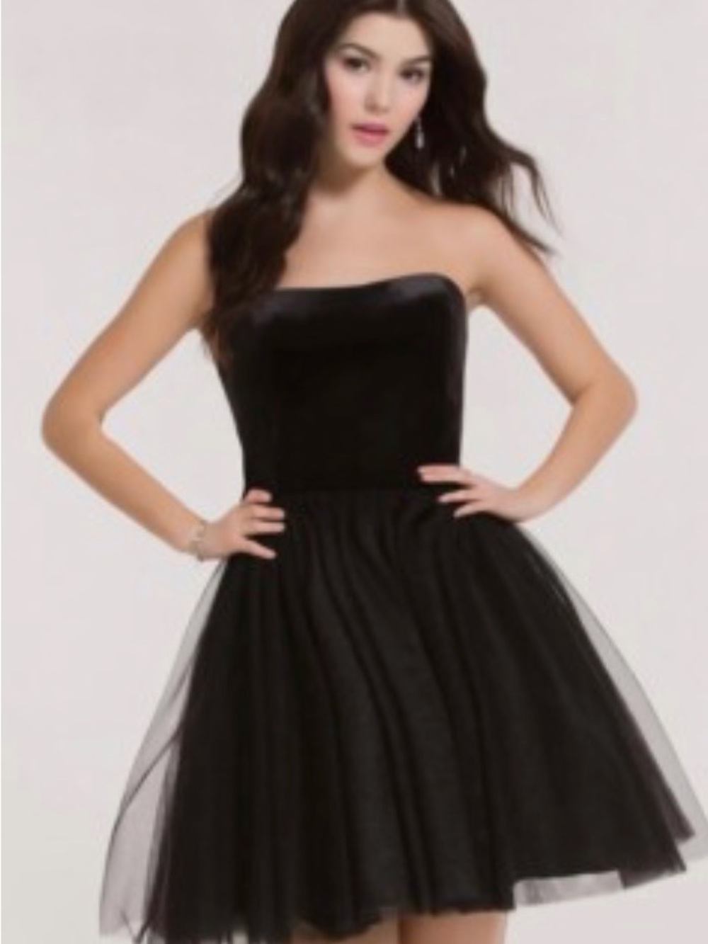 Alyce Paris Strapless Black Tulle Cocktail Dress